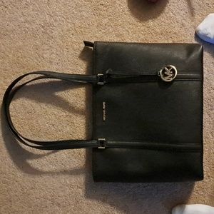 Michael Kors Jet Set Medium Shoulder Tote Shopper Leather Black